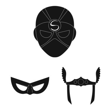 Kahraman ve maske simge vektör tasarımı. Kahraman kümesi ve hisse senedi için süper kahraman vektör simgesi.
