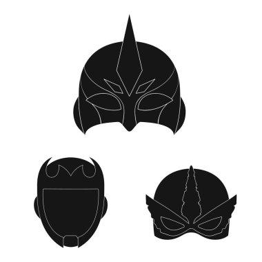 Kahraman ve maske logo vektör tasarımı. Kahraman kümesi ve hisse senedi için süper kahraman vektör simgesi.