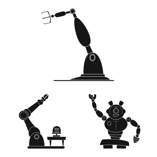Εικονογράφηση διάνυσμα ρομπότ και εργοστάσιο λογότυπο. Σύνολο των ρομπότ και χώρο εικονογράφηση διάνυσμα απόθεμα. — Διανυσματικό Αρχείο