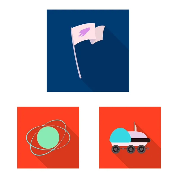Vector ontwerp van mars en ruimte-logo. Set van mars en planeet aandelensymbool voor web. — Stockvector