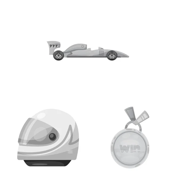 Vektor-Design von Auto und Rallye-Symbol. Sammlung von Auto- und Rennwagen-Vektorillustrationen. — Stockvektor