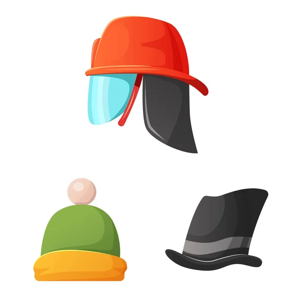Projeto vetorial de headwear e símbolo de boné. Coleção de chapéus e acessórios ilustração vetorial . — Vetor de Stock