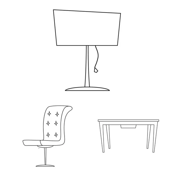 Diseño vectorial de muebles e icono del apartamento. Conjunto de muebles y el hogar vector de la ilustración . — Vector de stock