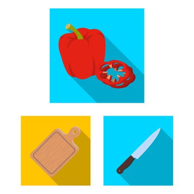 Barbekü ve ekipman düz simgeler set koleksiyonu tasarım için. Piknik ve kızartmaları sembol stok web illüstrasyon vektör.
