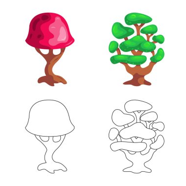 Ağaç ve doğa simge vektör Illustration. Hisse senedi için ağaç ve taç vektör simge topluluğu.