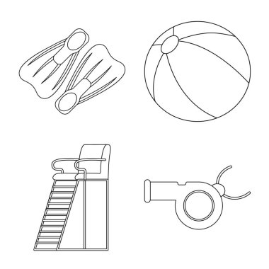 Havuzu ve yüzme işareti tasarımı vektör. Havuzu ve etkinlik hisse senedi simgesi için web topluluğu.