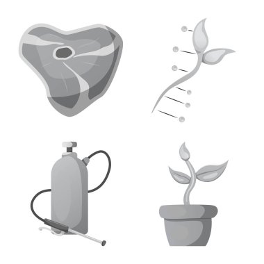 Genetik izole nesnesini ve bitki simgesi. Toplama genetik ve biyoteknoloji hisse senedi simgesi web için.