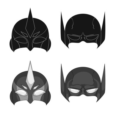 Bir kahraman ve maske işaret illüstrasyon vektör. Kahraman ve süper kahraman hisse senedi simgesi için web topluluğu.