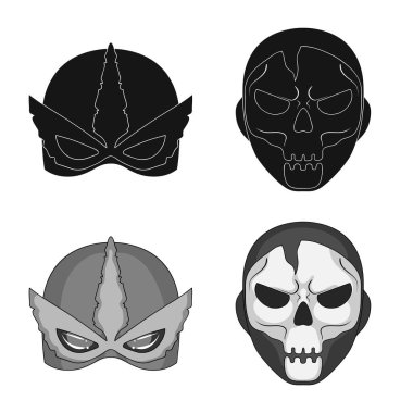 Kahraman ve maske logo vektör Illustration. Kahraman ve süper kahraman hisse senedi vektör çizim seti.