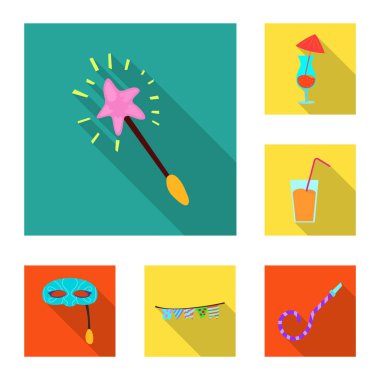 Parti ve Doğum günü simge vektör Illustration. Web için kutlama ve parti hisse senedi simgesi kümesi.