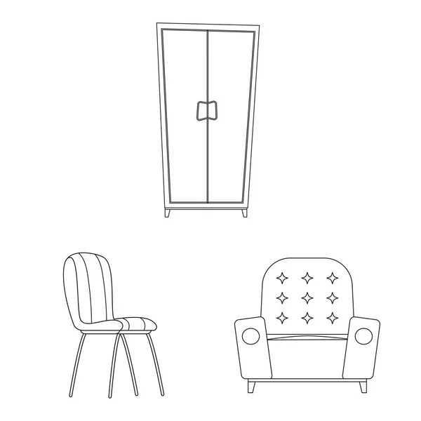 Objeto aislado de muebles y logotipo del apartamento. Colección de muebles y casa símbolo de stock para la web . — Vector de stock