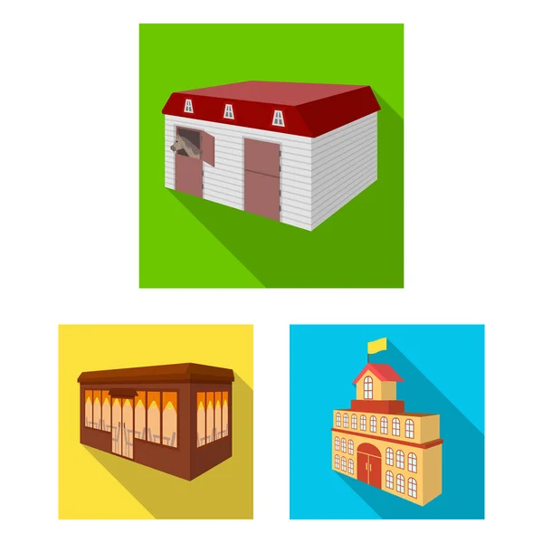 Edificio y arquitectura iconos planos en colección de conjuntos para el diseño.El edificio y la vivienda vector isométrico símbolo stock web ilustración . — Vector de stock