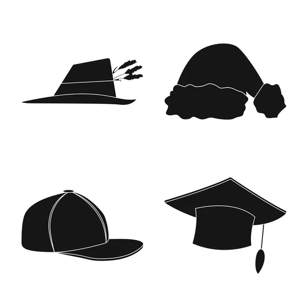 모자와 모자 기호의 디자인 벡터. 모자 및 웹에 대 한 액세서리 주식 기호 집합. — 스톡 벡터