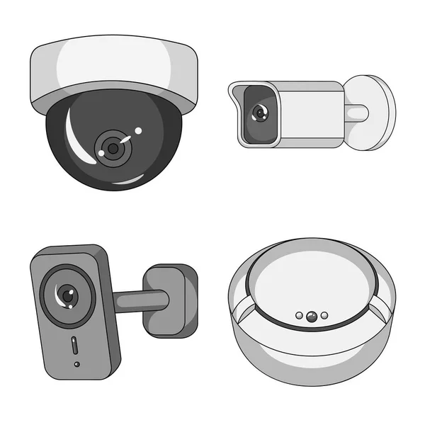 Isolated object of cctv and camera icon. Collection of cctv and system stock vector illustration. — Stock Vector