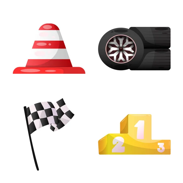 Geïsoleerde object van auto en rally pictogram. Set van auto en race vector pictogram voor voorraad. — Stockvector