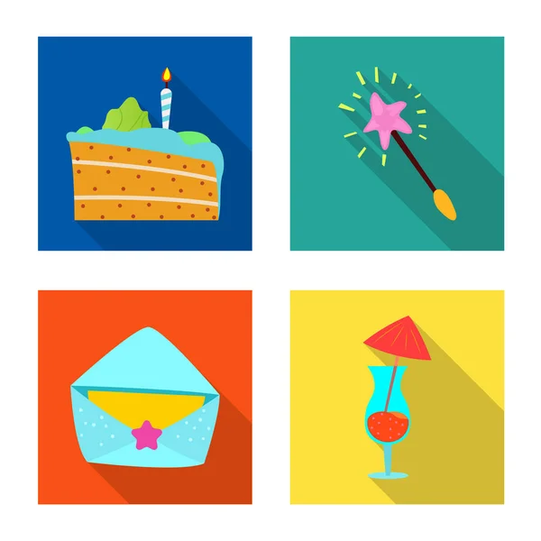 Vektor-Illustration von Party und Geburtstagssymbol. Set von Party- und Feiervektorsymbolen für Aktien. — Stockvektor