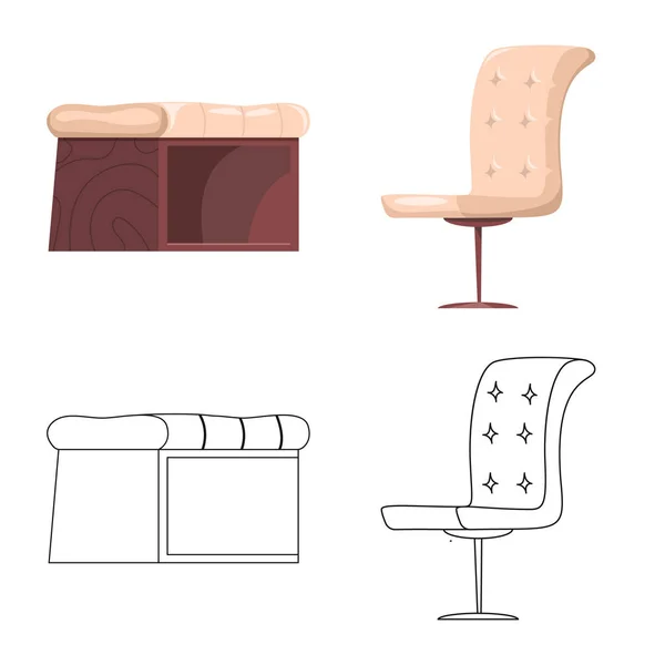 Vektorillustration von Möbeln und Wohnungslogo. Set von Möbeln und Home Stock Symbol für das Web. — Stockvektor