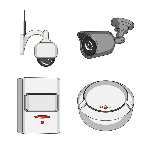 Vectorillustratie van cctv en camera symbool. Verzameling van vector-pictogram voor cctv en systeem voor voorraad. — Stockvector