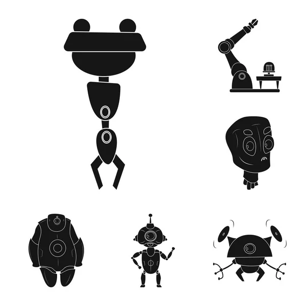 Vektorillustration von Roboter und Fabriksymbol. Sammlung von Roboter- und Weltraumvektorsymbolen für Aktien. — Stockvektor