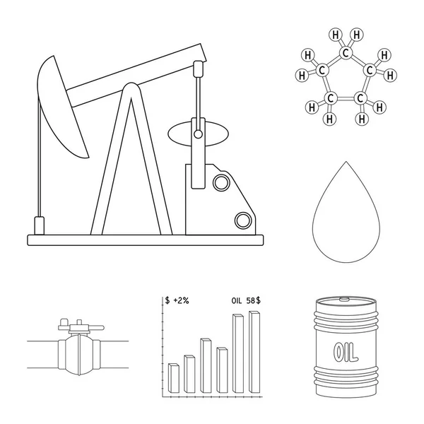 Industria Petrolera Esboza Iconos Colección Conjuntos Para Diseño Equipo Producción — Vector de stock