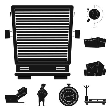 Yalıtılmış nesne mal ve kargo sembolü. Ürünler ve hisse senedi için ambar vektör simge kümesi.