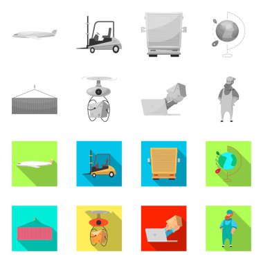 Eşya ve kargo işareti vektör tasarımı. Ürünler ve ambar hisse senedi simgesi için web topluluğu.