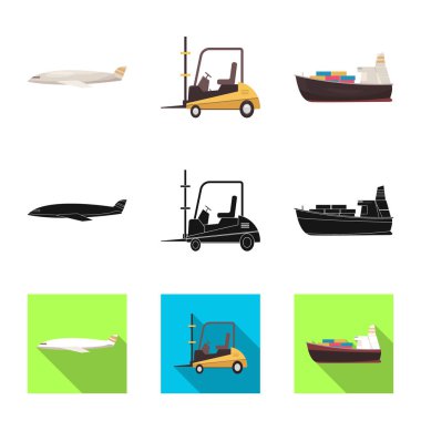 Mal ve kargo işareti vektör Illustration. Ürünler ve hisse senedi için ambar vektör simge koleksiyonu.