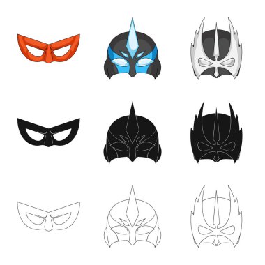 Kahraman ve maske logo vektör tasarımı. Web için kahraman ve süper kahraman hisse senedi simgesi kümesi.