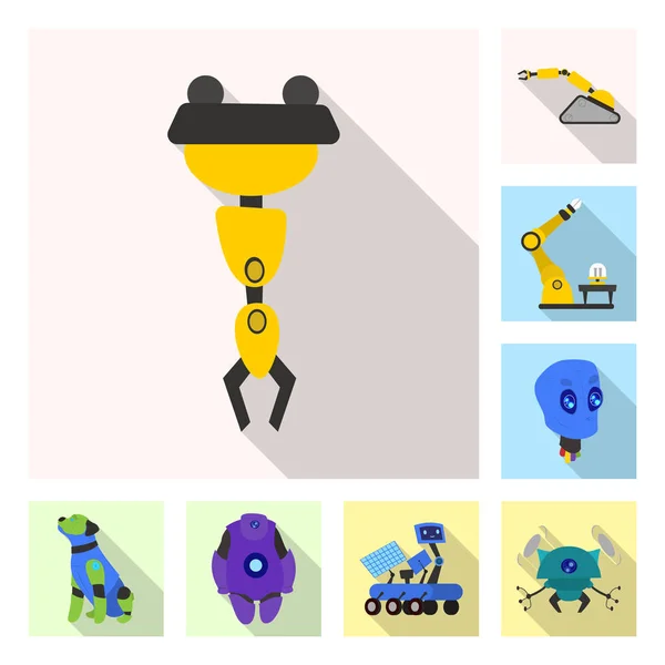 Vektor-Illustration von Roboter und Fabrik-Symbol. Set von Roboter- und Space Stock Vector Illustration. — Stockvektor