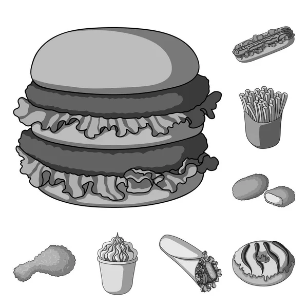 Fast food icônes monochromes dans la collection ensemble pour design.Food de produits semi-finis symbole vectoriel illustration web stock . — Image vectorielle