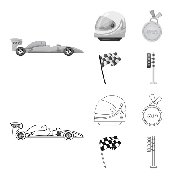 Vektor Illustration Von Auto Und Rallye Symbol Set Von Auto — Stockvektor