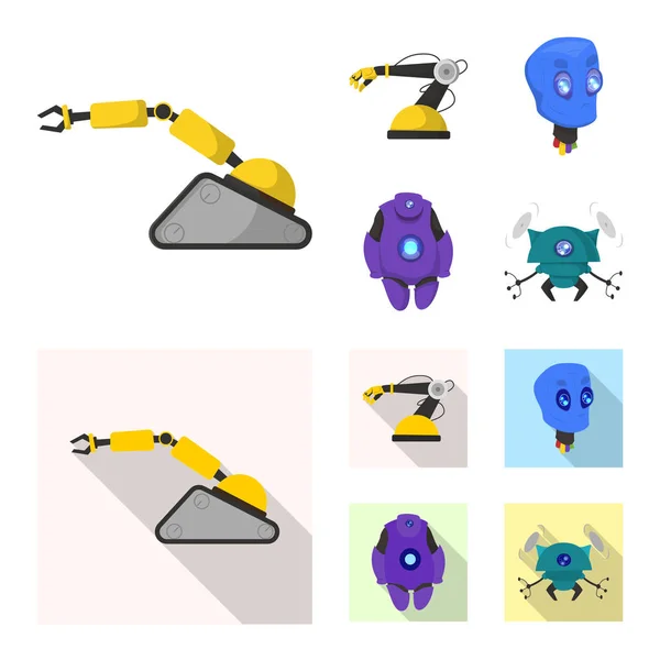 Vectorillustratie van pictogram robot en fabriek. Set van robot en ruimtevaart voorraad vectorillustratie. — Stockvector