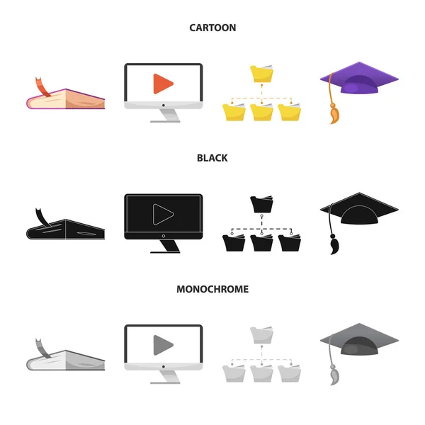 Векторная иллюстрация образовательного и учебного знака. Набор образовательных и школьных символов для интернета . — стоковый вектор