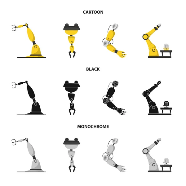 Ізольований об'єкт робота та логотип заводу. Набір роботів і символ простору для Інтернету . — стоковий вектор