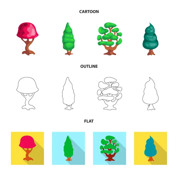 树和自然符号的矢量设计。库存树和皇冠矢量图标集. — 图库矢量图片