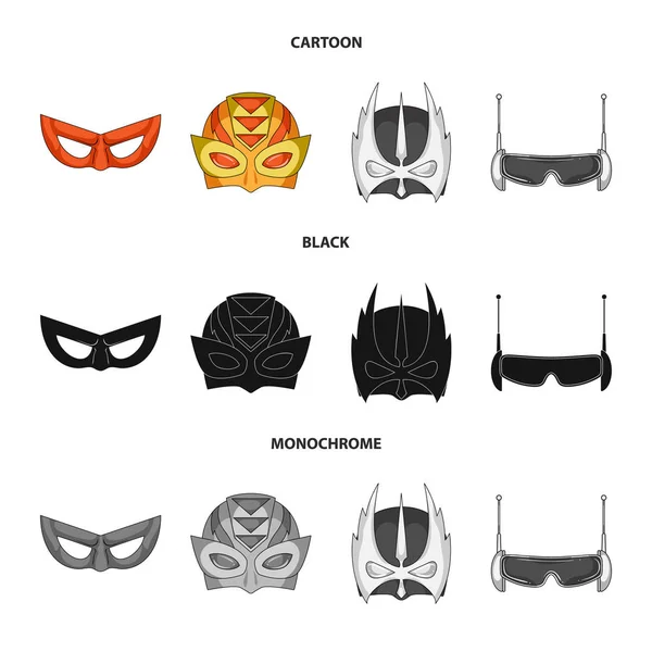 Ilustración vectorial de héroe y máscara símbolo. Conjunto de héroe y superhéroe símbolo de acciones para la web . — Archivo Imágenes Vectoriales