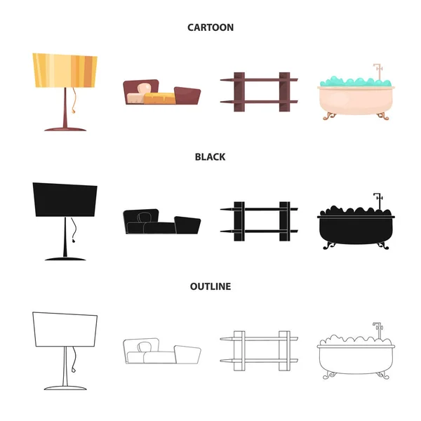 Vektor-Design von Möbeln und Wohnung Ikone. Set von Möbeln und Home Vektor Icon für Lager. — Stockvektor