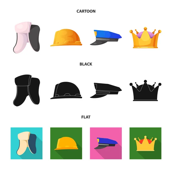 Illustrazione vettoriale del copricapo e dell'icona del cappuccio. Collezione di copricapi e accessori icona vettoriale per magazzino . — Vettoriale Stock