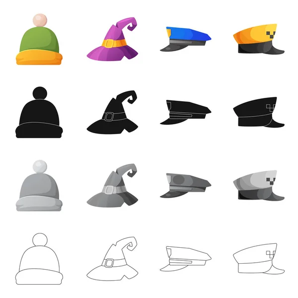 Conception vectorielle du couvre-chef et du symbole du chapeau. Jeu de headwear et accessoire illustration vectorielle de stock . — Image vectorielle