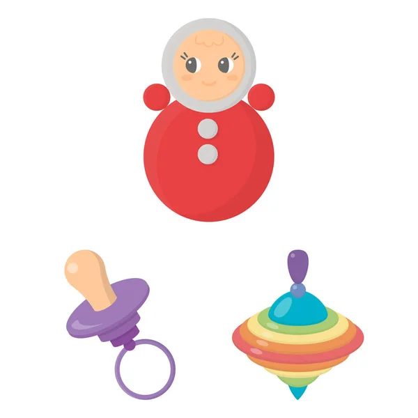 Iconos de dibujos animados de juguete para niños en la colección de sets para diseño. Juego y bauble vector símbolo stock web ilustración . — Archivo Imágenes Vectoriales