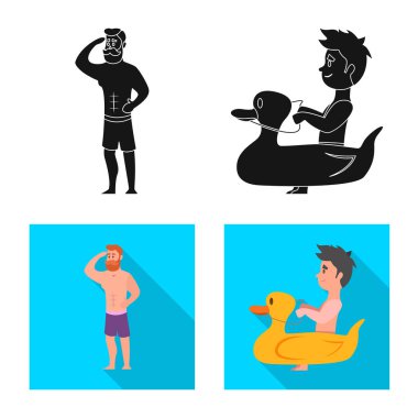 Havuzu ve yüzme simge vektör tasarımı. Hisse senedi için havuz ve etkinlik vektör simge topluluğu.