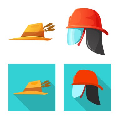 Şapkalar ve kap logo vektör Illustration. Şapkalar ve web için aksesuar hisse senedi simgesi.