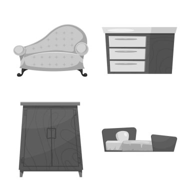 İzole işareti mobilya ve daire nesne. Mobilya ve hisse senedi için ev vektör simge kümesi.