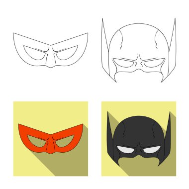 Kahraman ve maske logosu yalıtılmış nesne. Kahraman topluluğu ve hisse senedi için süper kahraman vektör simgesi.