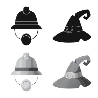 Şapkalar ve kap simge vektör tasarımı. Şapkalar ve aksesuar hisse senedi vektör çizim koleksiyonu.