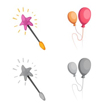 Parti ve Doğum günü logo vektör Illustration. Web için kutlama ve parti hisse senedi simgesi kümesi.