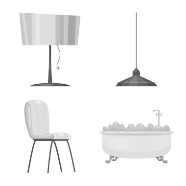 Mobilya ve daire işareti vektör tasarımı. Mobilya ve ev hisse senedi vektör çizim.