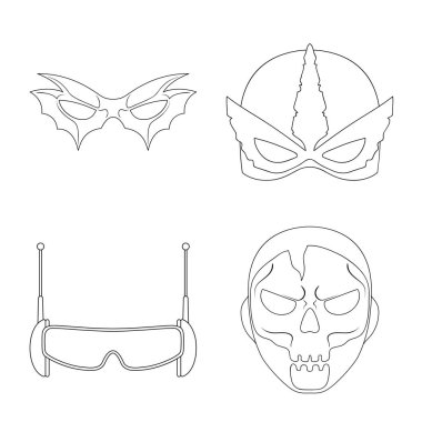 Kahraman ve maske logosu yalıtılmış nesne. Web için kahraman ve süper kahraman hisse senedi simgesi kümesi.