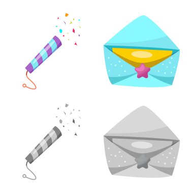 Parti ve Doğum günü simge vektör tasarımı. Web için kutlama ve parti hisse senedi simgesi kümesi.