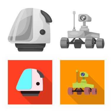 Mars'ın tasarım vektör ve işareti alanı. Mars ve dünya hisse senedi vektör çizim koleksiyonu.